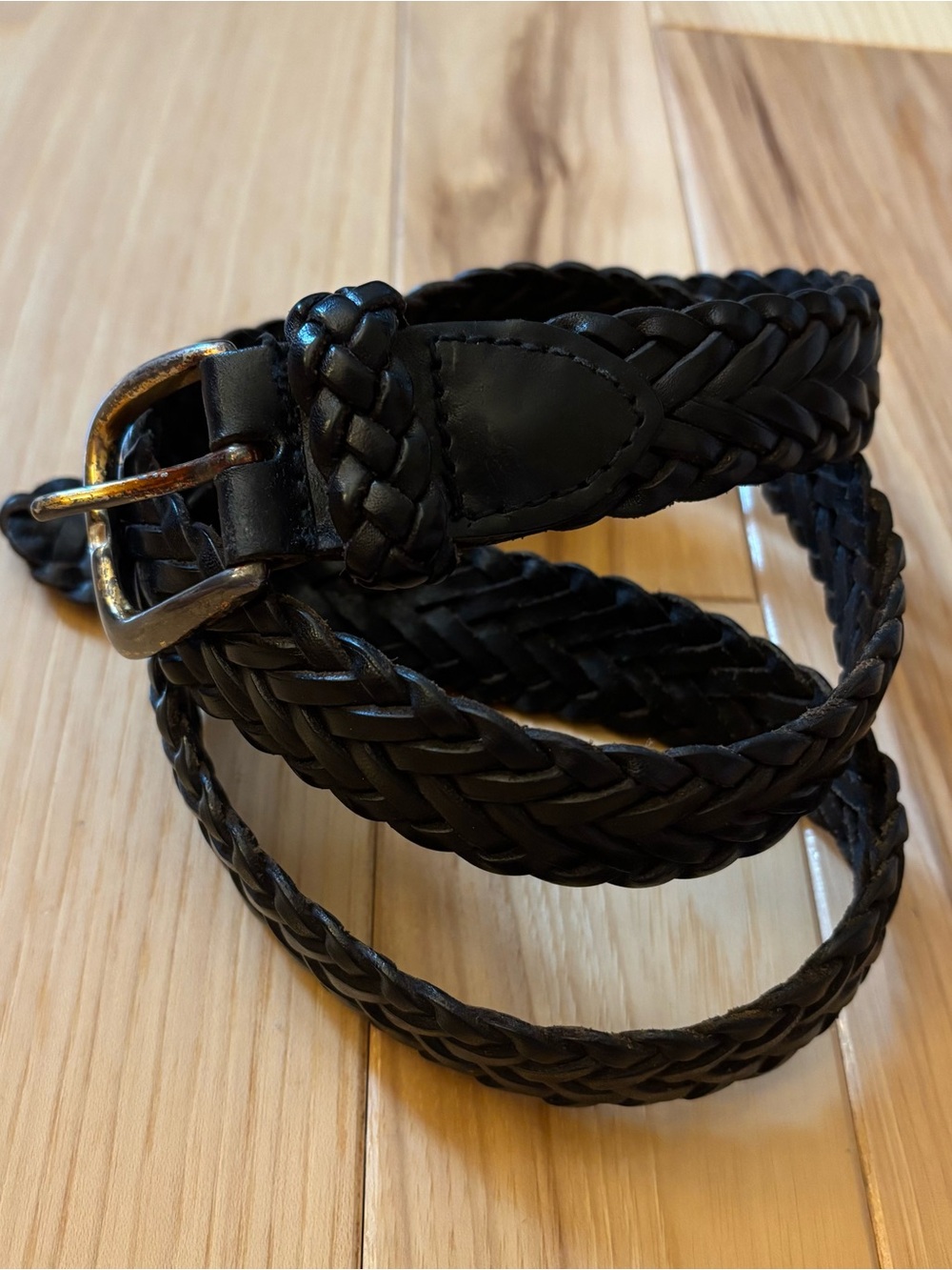 Vintage Nordstrom Black Braided Leather Belt Size 34
